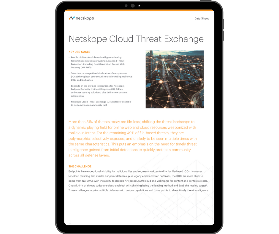 Netskope Cloud Threat Exchange - Transparent - Ipad Portrait