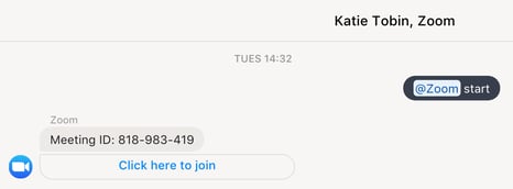 Zoom chatbot instant meeting on Workplace by Facebook