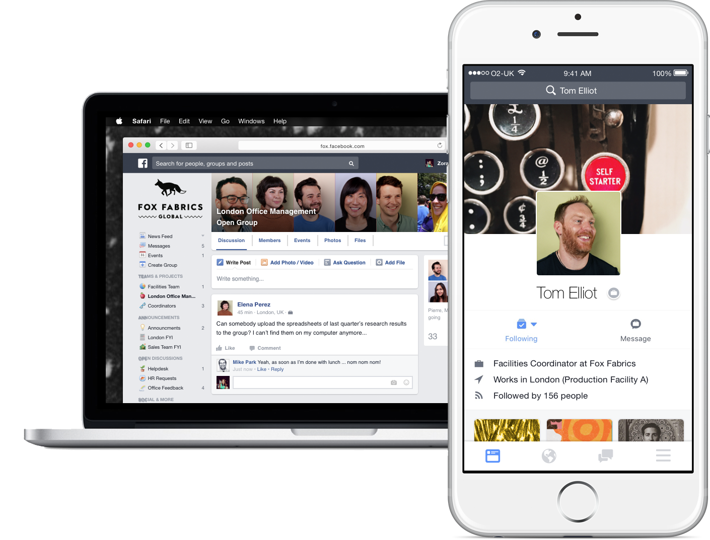Workplace by Facebook desktop and mobile