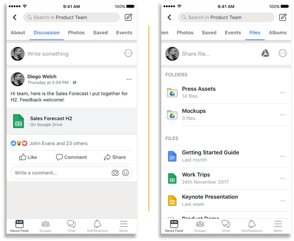 Workplace by Facebook and Google Drive integration