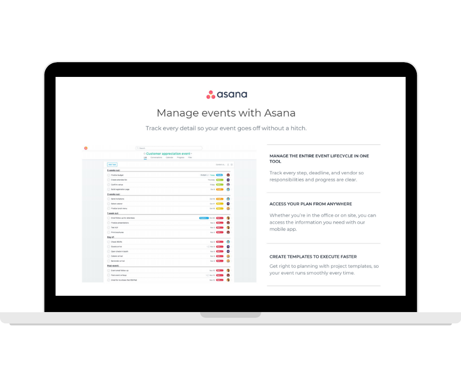 Asana - Manage Events - Transparent - Laptop Landscape