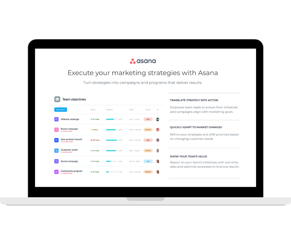 Asana - Marketing Strategies -Transparent - Laptop Landscape