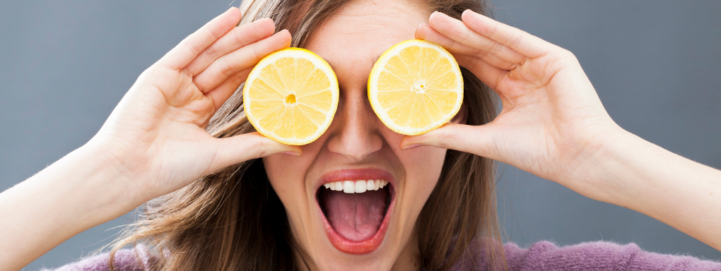 Woman with Lemon halves for eyes