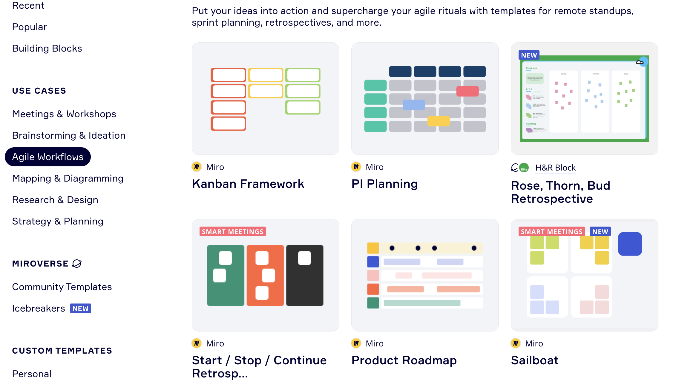 Examples of miro templates